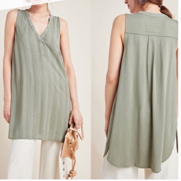 Anthropologie Maeve‎ Shirt Women's Medium Olive Green Pullover Sleeveless Tunic - Picture 1 of 7